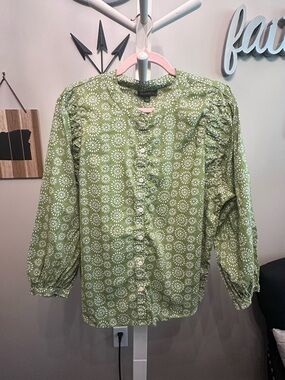 Style & Co. Light Green Floral Button-Front Blouse